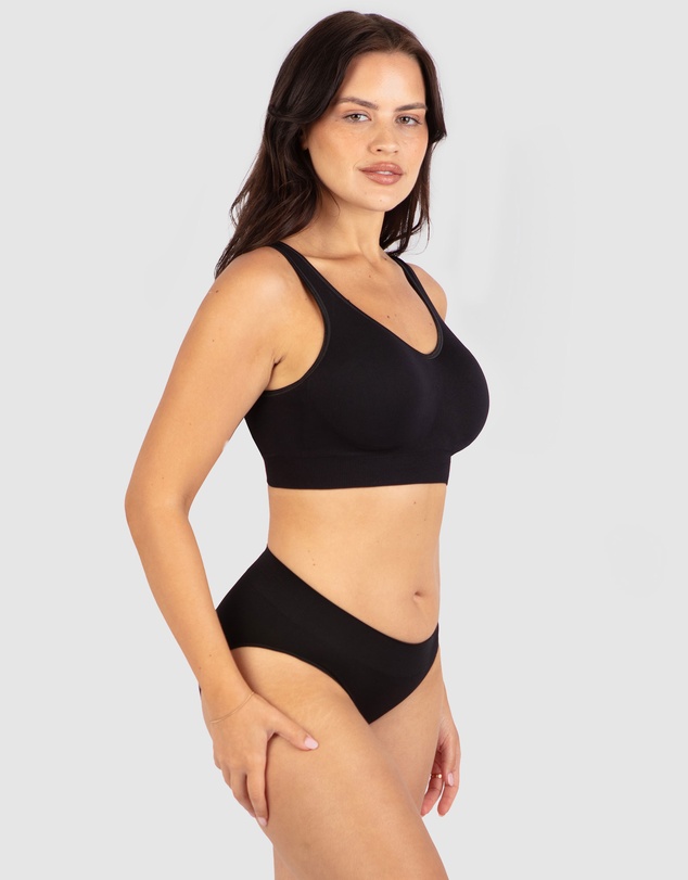 B Free Intimate Apparel - Wide Strap Wirefree Bra with Fixed Comfort Cups (A-B-C-D) Cup