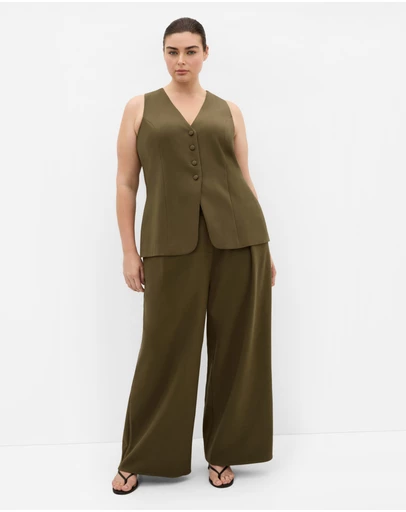 City Chic - Plus Size Tori Wide Leg Pant - khaki