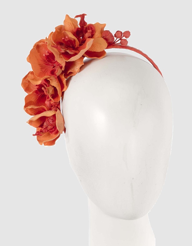 Max Alexander - Orange Orchid Flower Fascinator