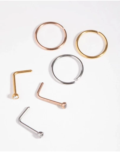 Lovisa - 5mm Thick Nose Ring 6-Pack