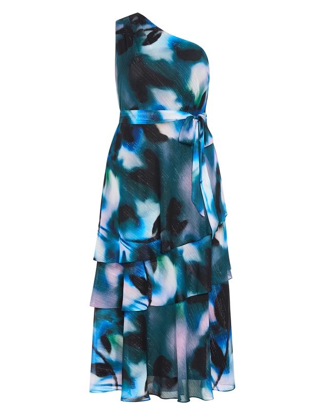 City Chic - Plus size Rendezvous One Shoulder Maxi Dress - deep ocean
