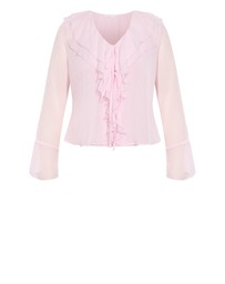 City Chic - Plus size Luscious Sheer Ruffles Top - pout