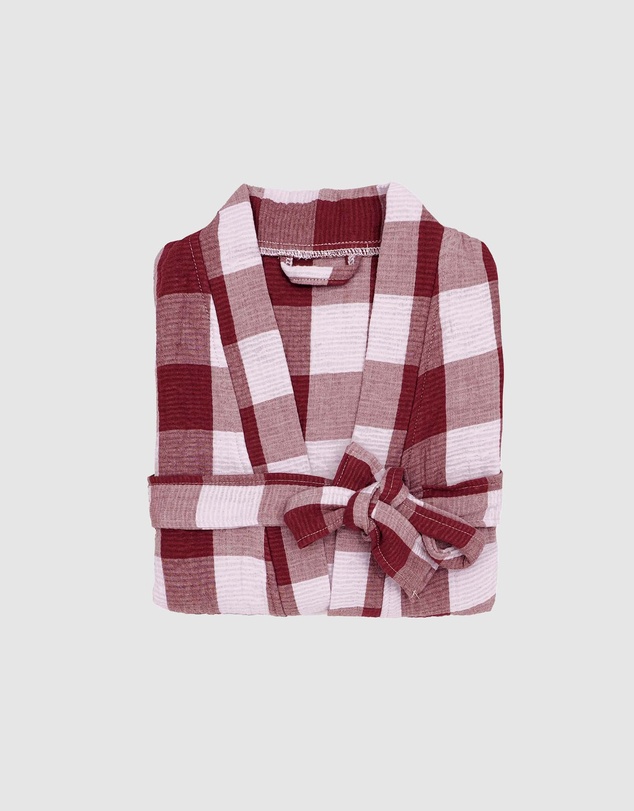 Bambury - Willow Gingham Check Short Cotton Robe