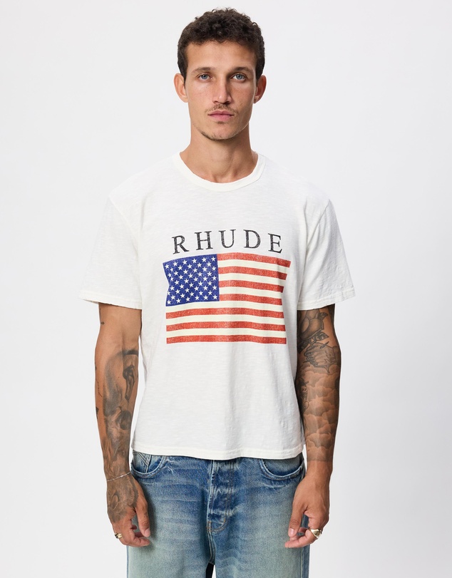 RHUDE - USA Flag Slub Tee