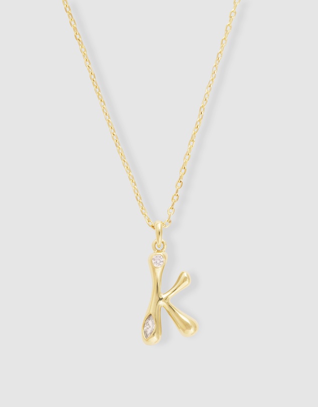 Wanderlust + Co - Alphabet Bubble Pendant Necklace - Letter K