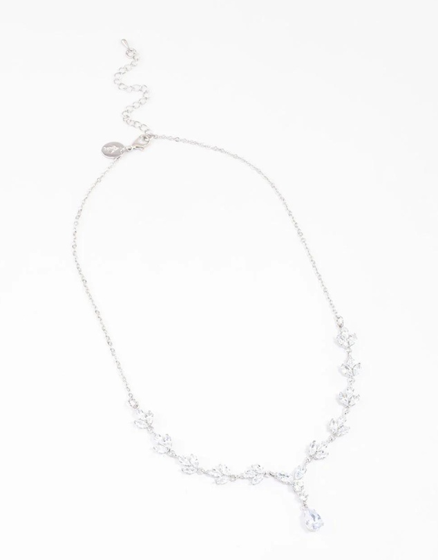 Lovisa - Silver Plated Cubic Zirconia Marquise Vine Y-Shaped Necklace