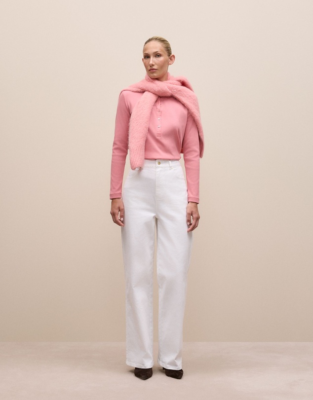 Trenery - Cotton Henley in Dusty Rose