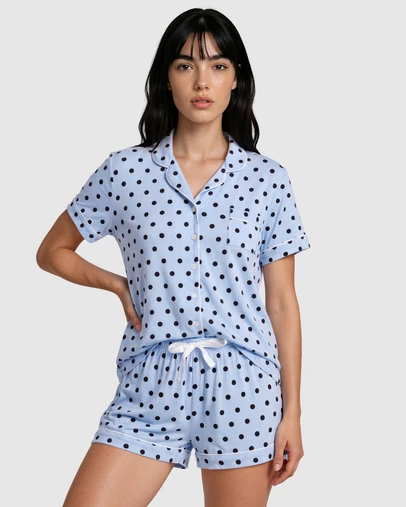 Sant And Abel - Women's Spotty Blue Bamboo Short PJ Set