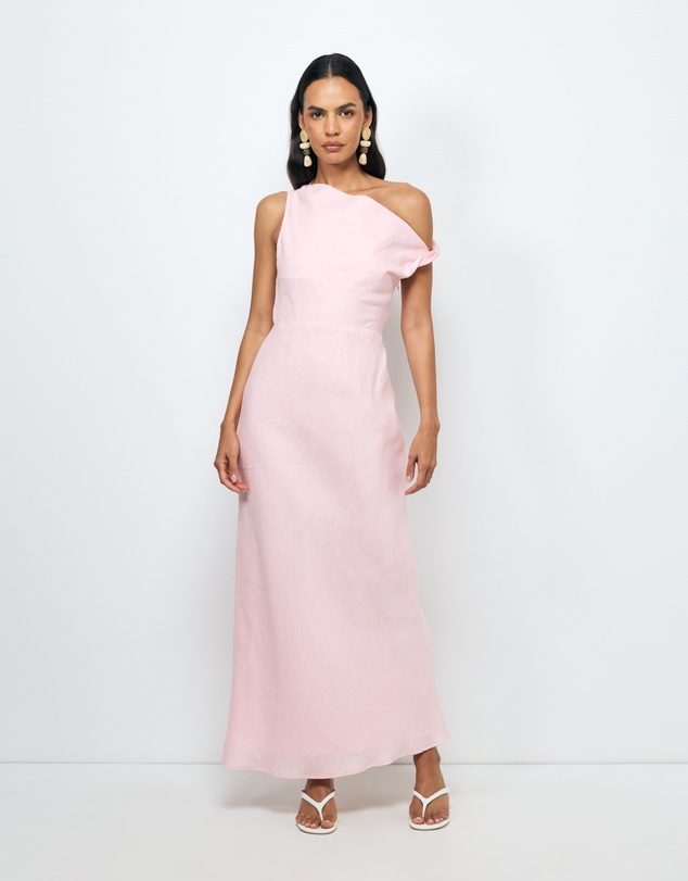AERE - Fia Linen Draped Off Shoulder Maxi Dress