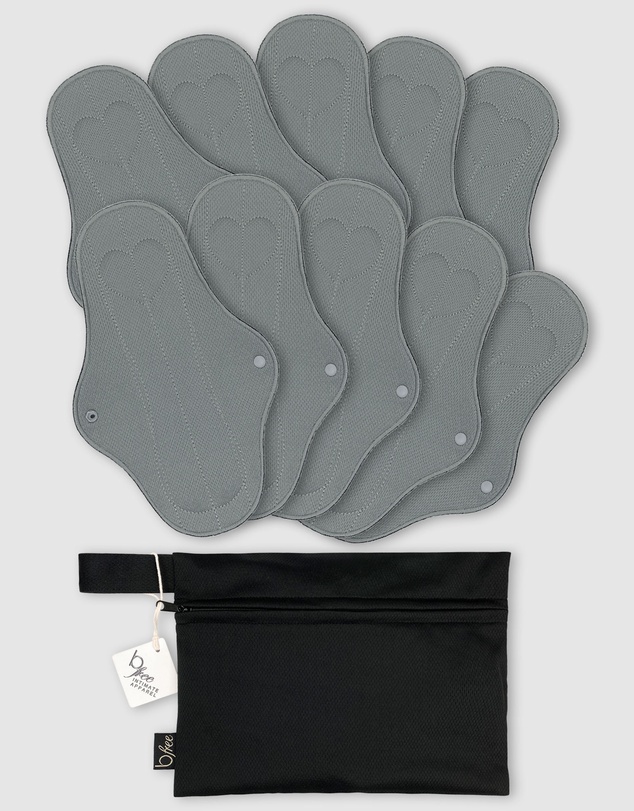 B Free Intimate Apparel - Ultra Thin Long Reusable Panty Liner With Wings - 10 Pack