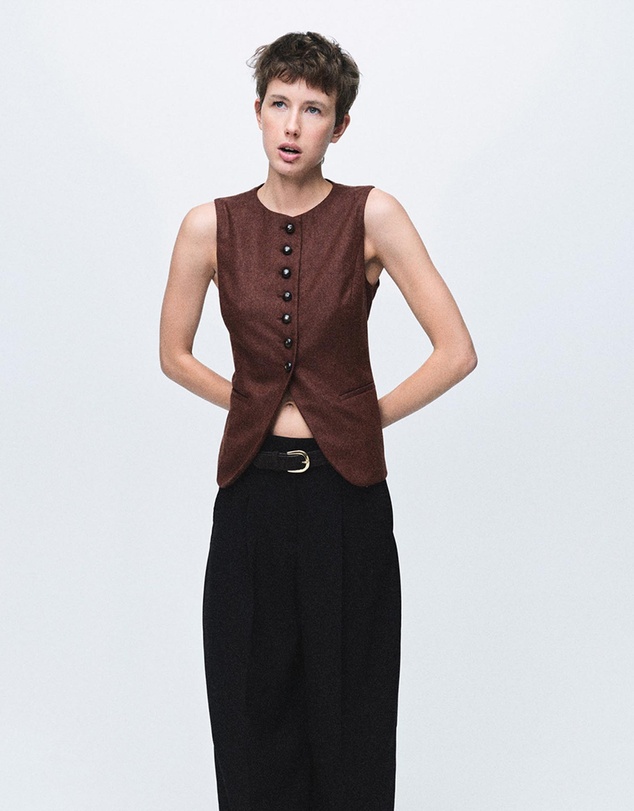 M.N.G - Wool-Blend Gilet With Buttons