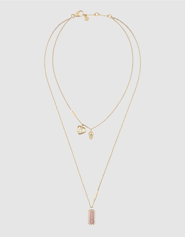 Philipp Plein - PLEIN CRYSTAL TAG IP Yellow Gold Crystals Double Necklace