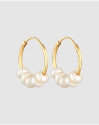 Elli Jewelry - Earrings Creoles Beads Classic with Freshwater Pearls in 925 Sterling Silver Gold Plated