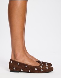 AERE - Studded Suede Ballet Flats