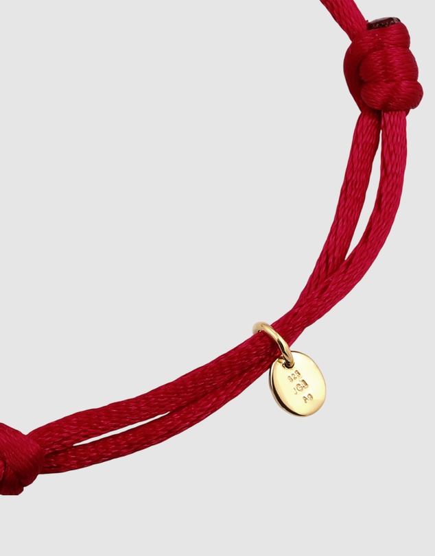 Elli Jewelry - Bracelet Women Satin Ribbon Red 925 Sterling Silver Gold Plated