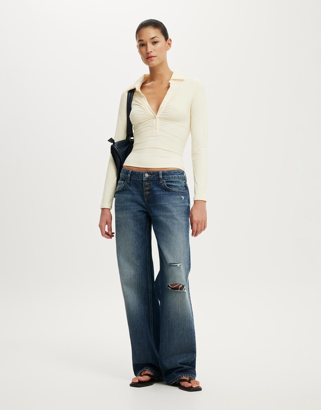 Cotton On - Hold Me Long Sleeve Polo