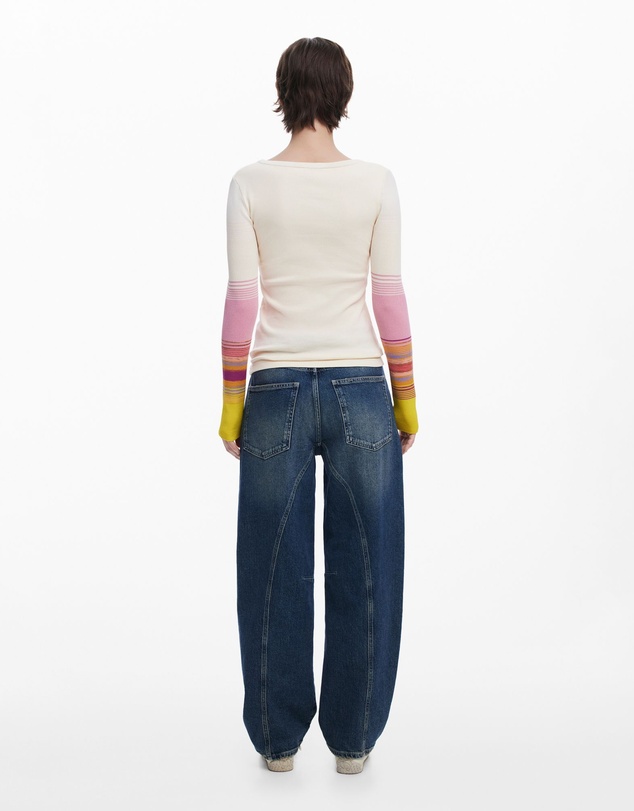Desigual - T-shirt with printed sleeves
