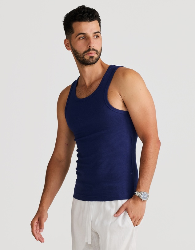 Vacay Swimwear - Rib Singlet Navy