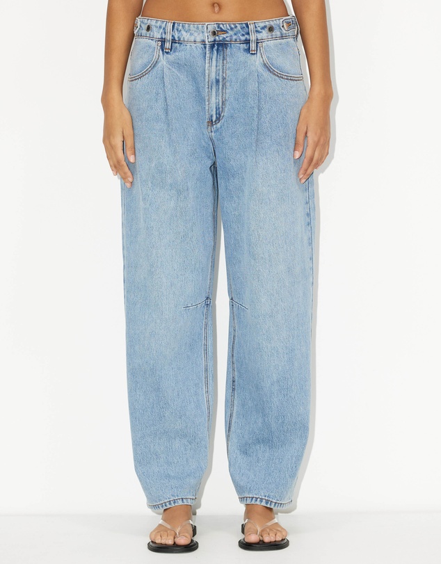 Dazie - Over You Mid Rise Adjustable Waistband Barrel Leg Jeans