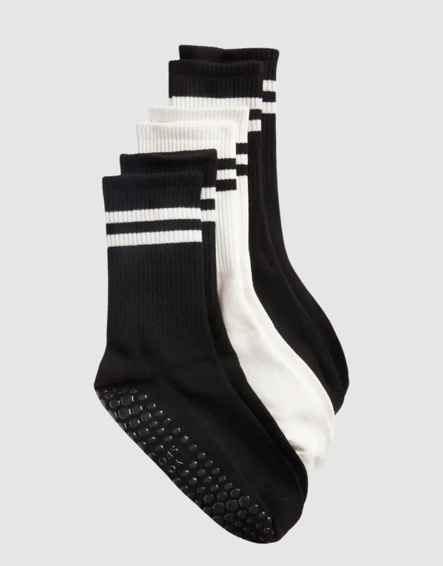 High Heel Jungle - Varsity Pilates/Yoga Grip Socks - 3 Pack