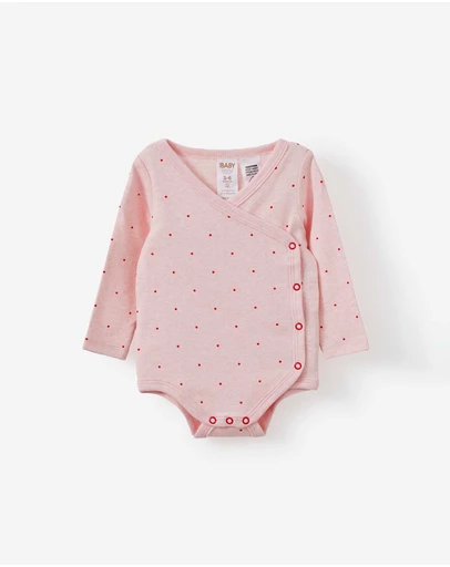 Cotton On Kids - Organic Cross Over Long Sleeve Bubbysuit