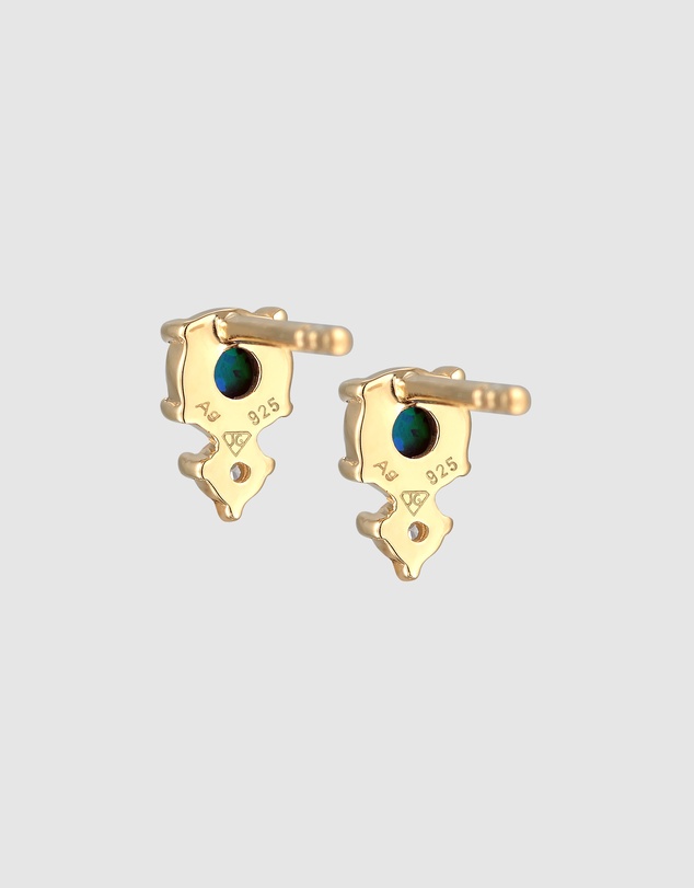 Elli Jewelry - Vintage Blue Opal Stud Earrings in Gold-Plated 925 Silver
