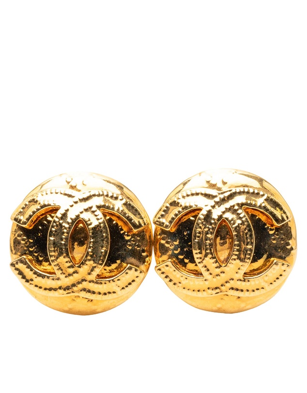 Pre-Loved by Azura Reborn - Pre-Loved Gold Plated CC Round Clip on Earrings