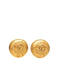 Pre-Loved by Azura Reborn - Pre-Loved Gold Plated CC Grapevine Round Clip on Earrings
