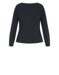City Chic - Plus size Annie V Neck Top - navy