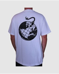 KFD - Kfd Boom Men Logo Cotton Tshirt Relaxed Fit Crew Neck Black/White