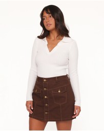 Petal & Pup - Presley Denim Skort - Dark Brown