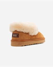 Ozwear Connection Uggs - Ugg Slippers Avery Unisex Premium Sheepskin Slippers Suede