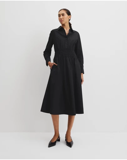 Country Road - Australian Cotton Shirred Waist Shirt Dress