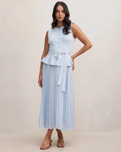 Forever New - Luella Pleated Mixed Midi Dress