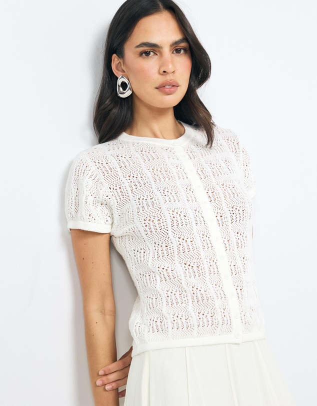 AERE - Lila Organic Cotton Pointelle Knit Top