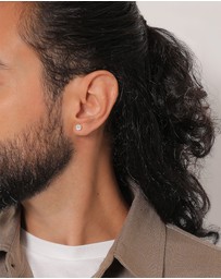 Kuzzoi - ICONIC EXCLUSIVE - Earrings Men Ear Studs Round Timeless with Crystals in 925 Sterling Silver Gold Plated