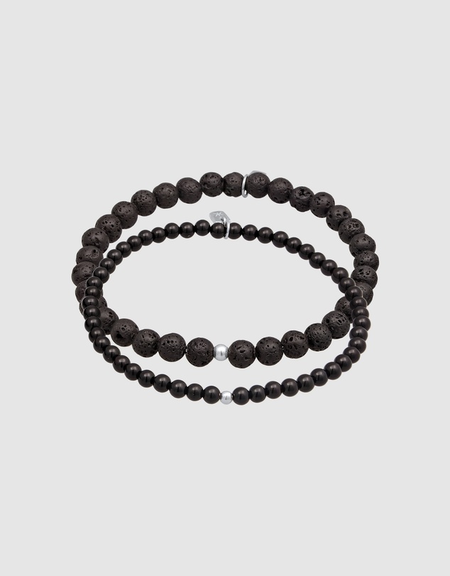 Kuzzoi - ICONIC EXCLUSIVE - Lava and Onyx Bead Bracelet Set