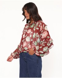 Petal & Pup - Hesper Ruffle Top - Red Tulip Floral