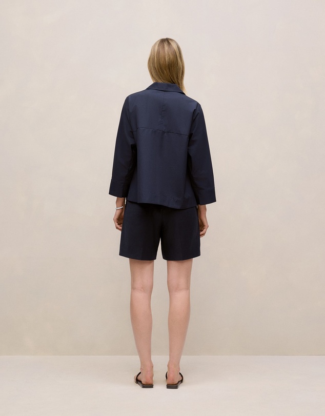 Trenery - Fine Poplin Popover Shirt in Night Sky