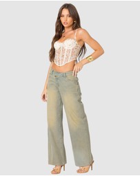 EDIKTED - Asymmetric Low Rise Wrap Jeans