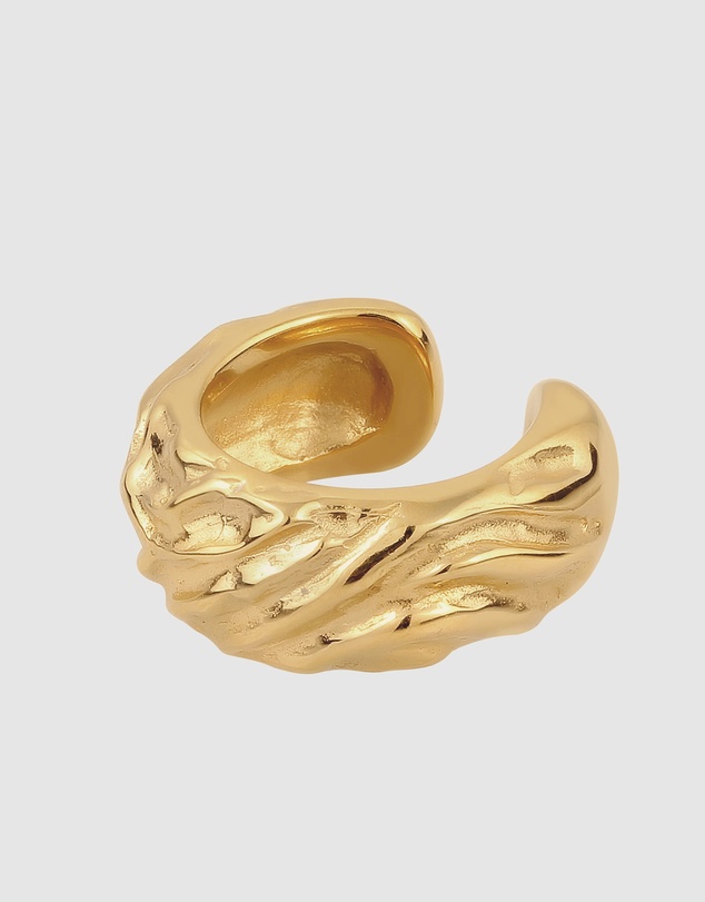 Elli Jewelry - Hammered Ear Cuff in Gold-Plated 925 Silver