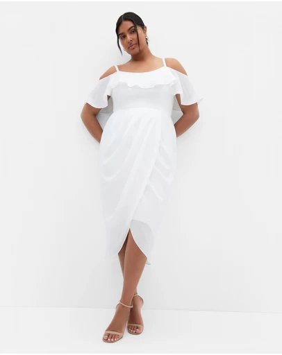 City Chic - Flirtation Drape Midi Dress