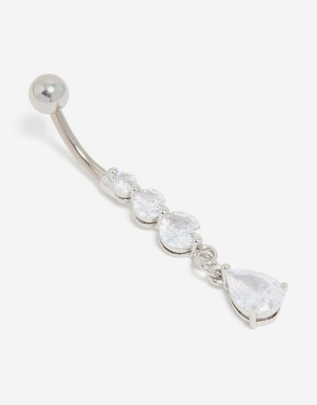 Lovisa - Surgical Steel Triple Cubic Zirconia Drop Belly Bar