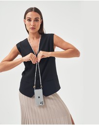LOUVE COLLECTION - Clear Phone Case + Pearl Crossbody Chain
