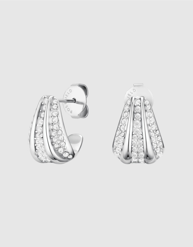 Rosefield - Pavé Striped Silver-Tone Stud Earrings