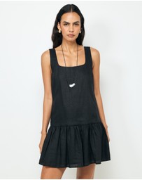 AERE - Madilyn Drop Waist Linen Mini Dress