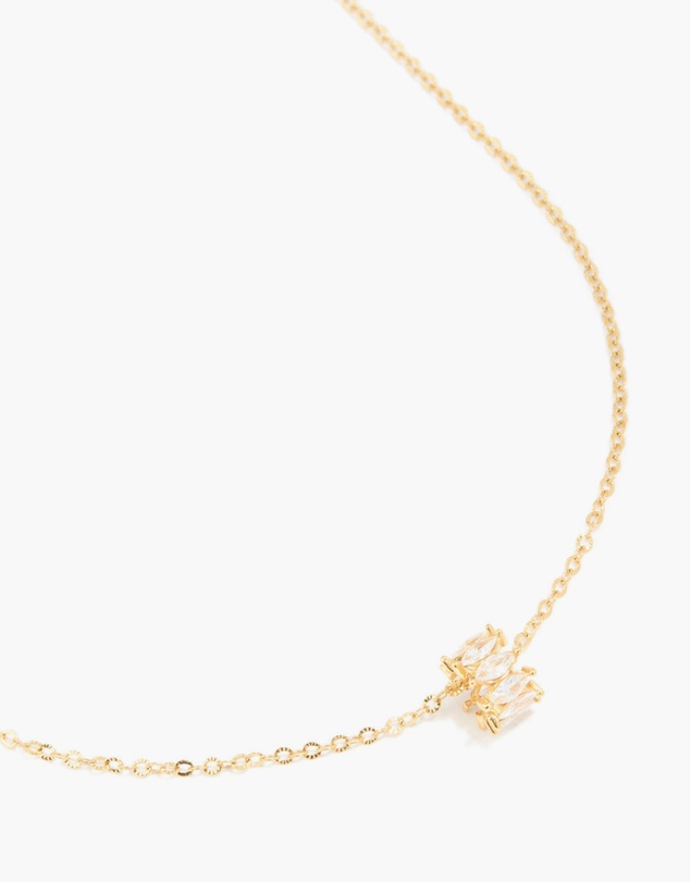 Lovisa - Waterproof Gold Plated Stainless Steel Cubic Zirconia Baguette Pendant Twisted Necklace