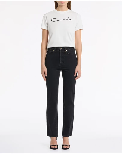 Carla Zampatti - Washed Black Denim Straight Leg Pant
