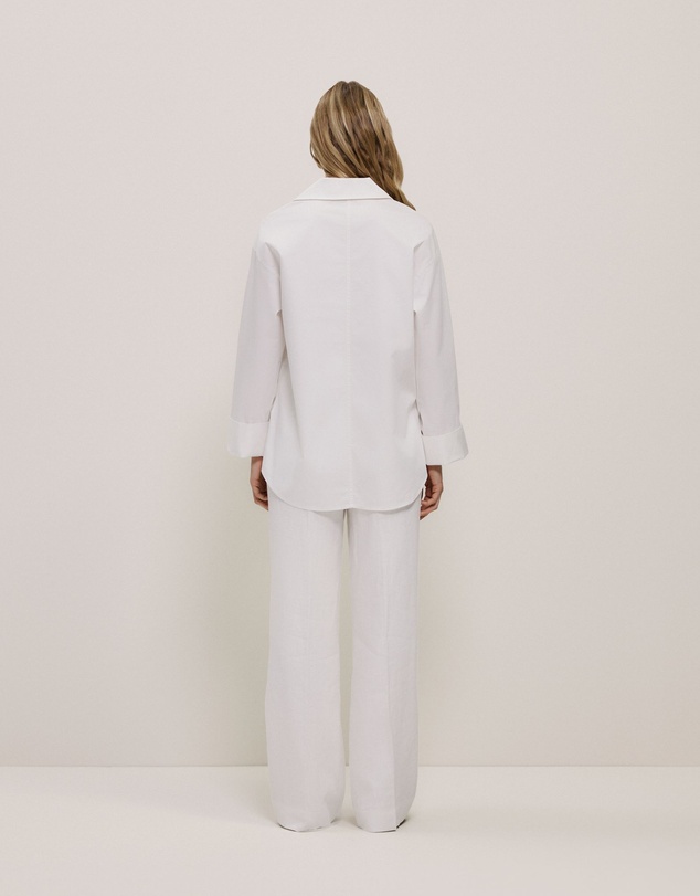 Trenery - Poplin Relaxed Longline Shirt in White