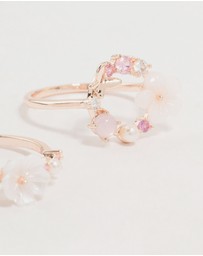 Lovisa - Rose Gold Flower & Circle Cubic Zirconia Rings 2-Pack